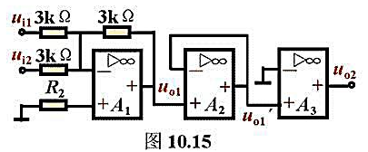 在图10.15所示电路中， 集成运放的Ucc=UEE=9V。求R2以及下述两种情况下的u01和u02