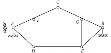 对图2-3-36所示体系进行几何组成分析. 图2-3-36对图2-3-36所示体系进行几何组成分析.