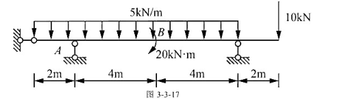 图3－3－17所示静定梁,B左截面的弯矩、剪力分别为:MB左=（)VB左=（).图3-3-17所示静