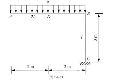 试求图5-2-53所示刚架A点和D点的竖向位移.已知梁的惯性矩为2l.柱的惯性矩为l.请帮忙给出正确