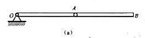 题11-24图（a)所示，质量为m.长度为l的两根相同均质杆OA和AB自水平位置无初速度释放，试求两