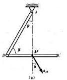 题11-27图（a)所示，AB，BC为长度相等，质量不等的两均质杆，已知从图示位置φ=30°，β= 