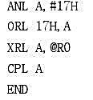 已知A=83H,RO=17H，（17H)=34H，写出下列程序段执行之后的A中的内容。已知A=83H