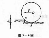 压路机的碾子重 20kN,半径R = 40cm.由作用在碾子中心O的水平力F将其拉过高h=8cm的石
