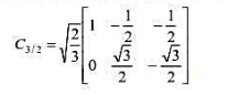 按磁动势等效、功率相等的原则，三相坐标系变换到两相静止坐标系的变换矩阵为现有三相正弦对称按磁动势等效
