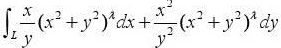试确定λ之值，使的值与路径无关，其中L路径与x轴不相交（或不相接触);并计算.试确定λ之值，使的值与