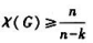 设G是n阶k-正则图，证明：。设G是n阶k-正则图，证明：。