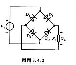电路如图题3.4.2所示，电源va为正弦波电压，试绘出负载RL两端的电压波形，设二极管是理想的。请帮