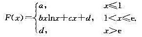 设随机变量X的分布函数为（1)试确定F（x)中的常数a，b，c，d的值;（2)求P{|X|≤e/2}