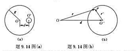 半径为R的均匀带电球体内的电荷体密度为p,若在球内挖去一块半径为r＜R的小球体，如题9.14图所示，