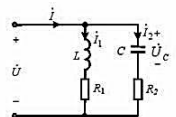 在题3.9图所示的电路中，已知R1=R2=10Ω，L=31.8mH，C=318μF，f=50Hz，U