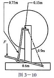图3-10所示为一脚踏操作的磨轮,由一个四杆机构驱动,（1)试确定四杆机构的类型;（2)画出极限位置