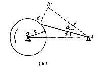 设计一尖底摆动从动件盘形凸轮机构,凸轮回转方向和从动件初始位置如图4-3（a)所示.已知lOA=设计