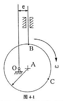 在如图4-1所示的滚子从动件盘形凸轮机构中,凸轮为一偏心轮,请在图上标出:（1)画出凸轮的基圆和在如