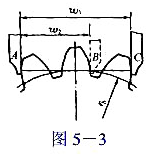 如图5-3所示,有一个渐开线圆柱齿轮,用卡尺测量其三个齿和两个齿的公法线长度分别为3=62.16如图