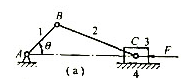 在图9-8（a)所示的曲柄滑块机构中,设已知机构的尺寸（包括轴颈的直径),各轴颈的当量摩擦系数f0在