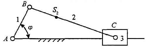 图12-14示曲柄滑块机构中,有关的质量和转动惯量为:m2=10kg,m3=30kg,JA1=0.5