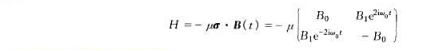自旋为1/2的粒子，具有内环磁矩μ,受到旋转磁场（绕z轴方向)的作用，设粒子初态为求t （＞0)时刻