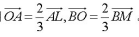 设AL和BM是三角形ABC的中线，它们的交点是O，证明