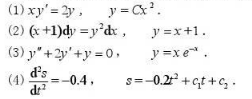 验证下列给出的函数是否为相应方程的解：