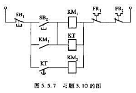 图5.5.7所示为两台电动机的控制电路，试分析电路功能。