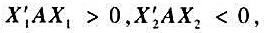 设f（x1，...，xn)=X'AX是一实二次型。已知有实n维向量X1，X2使证明：必存在实n设f(