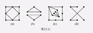 判断图15.11中哪些是欧拉图？对不是欧拉图的至少要加多少条边才能成为欧拉图？请帮忙给出正确答案和分
