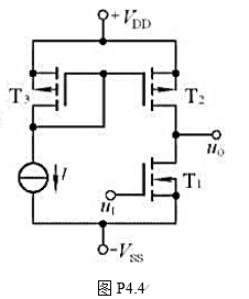 电路如图P4.4所示,T1管的低频跨导为gm,T1和T2管d-s间的动态电阻分别为和 试求解电电路如
