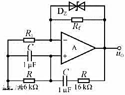 电路如图P8.7所示,稳压管起稳幅作用,其稳压值为±6V.试估算:（1)输出电压不失真情况下的有效值