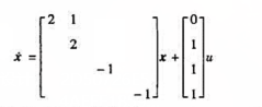 状态方程为试问，能否找到增益向量k ,使闭环方程具有特征值{-2、-2、-1、-1},{-2、-2、
