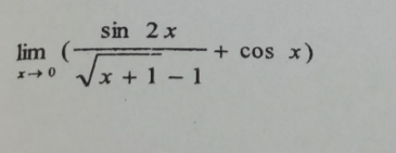 计算lim x→0（sin 2x／（x＋1)＋cos x）计算lim x→0（sin 2x/(x+1