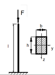 求图示临界压杆的临界力，已知l=1.2m，h=30mm，b=20mm，材料为Q235钢，E=200G