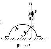 图4-6所示半圆形凸轮以匀速v0=1cm/s水平向左运动，使活塞杆AB沿铅垂方向运动。已知开始时，活
