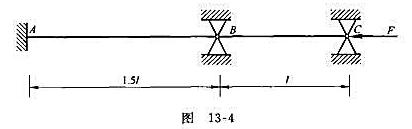 在图13-4所示结构中，AB为圆截面杆，直径d=80mm;杆BC为正方形截面，边长a=70mm，两杆