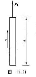 图13-21所示一构件以加速度a=3m/s2向上起吊。构件长h=6m，横截面面积A=250X600m