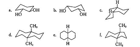 下列化合物中的取代基或环的并联方式是顺式还是反式？