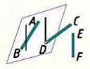 求作一直线与直线AB和CD都相交，且平行于直线EF。