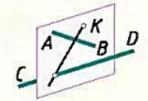 过点K作直线与交叉两直线AB和CD相交。