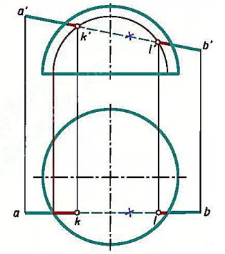 求作直线AB与曲面立体的贯穿点。（1)（2)（3)（4)求作直线AB与曲面立体的贯穿点。(1)(2)