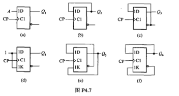 写出图P4.7所示逻辑图中各电路输出端Q的表达式.