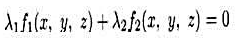 设平面πi（i=1,2):fi（x,y,z)=aix+biy+qiz+di=0经过直线I.试证:平面
