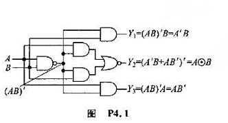 分析图P4.1中的逻辑电路，写出它的逻辑函数式，列出真值表，说明这个电路具有什么功能。请帮忙给出正确