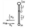 如图所示，长为l的轻杆，两端各固定质量分别为m和2m的小球，杆可绕水平光滑固定轴O在竖直面内转动，转
