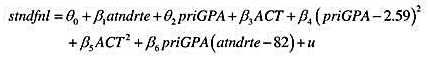利用ATTEND.RAW中的数据。 （i)在例6.3的模型中，推出 当priGPA=2.59和atn