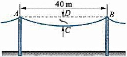 如图2-6a所示，输电线ACB架在两线杆之间，形成1F垂曲线，下垂距离CD=f=1m,两电线杆距离A