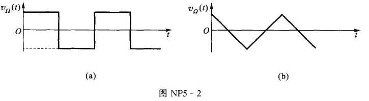 已知载波信号,调制信号为周期性方波和三角波,分别如图NP5-2（a)（b)所示。试画出下列波形:（1