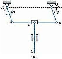 图8-17a所示铰接四边形机构中，O1A=O2B=100mm，又O1O2=AB，杆O1A以等角速度ω