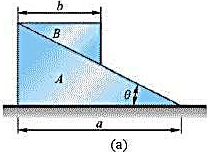 如图11-4a所示水平面上放1均质三棱柱A，在其斜面上又放1均质三棱柱B。两三棱柱的横截面均为直角三