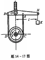 测量机器功率用的测功器由胶带ACDB和杠杆BH组成，胶带的两边AC和BD是铅垂的，并套住受测试机器的