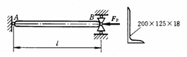 图示压杆两端为球铰约束，截面如图所示，为200mm×125mm×18mm的不等边角钢。杆长l=5m，